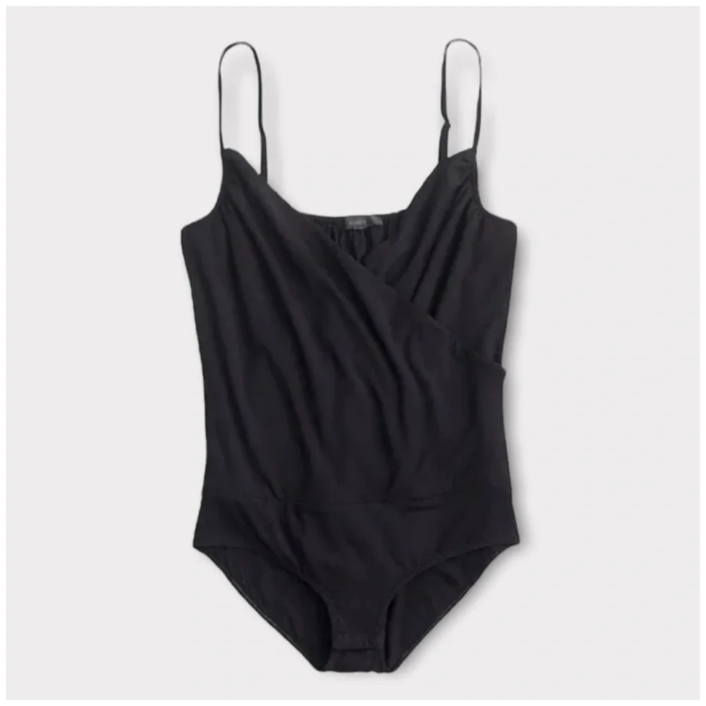 J. CREW Drapey Wrap Front Cami Tank Top Slinky Dressy Bodysuit Black Size Small